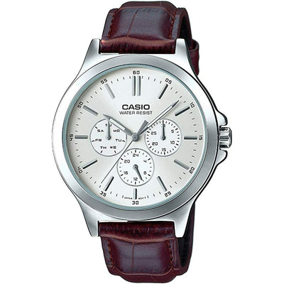 Men's Watch Casio MULTIFUNCTION SILVER, LEATHER (Ø 41,5 mm)-0