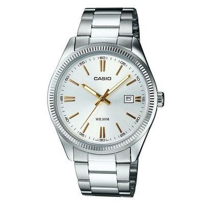 Ladies' Watch Casio LADY DATE - ARGENTEE, GOLD INDEXES (Ø 30 mm) (Ø 32 mm)-0